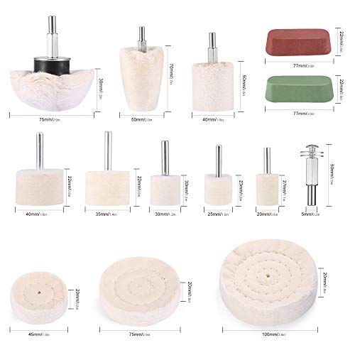 Polishing Attachment for Cordless Screwdriver Polishing Disc, 11 Pieces Brush Set Conical Cotton Velvet Polishing Pad Wheel Polishing Cone Polishing Buffing Pad with 2 Pieces Polishing Paste for Metal | 11pcs bürsten satz konischer baumwollsamt Polierp...