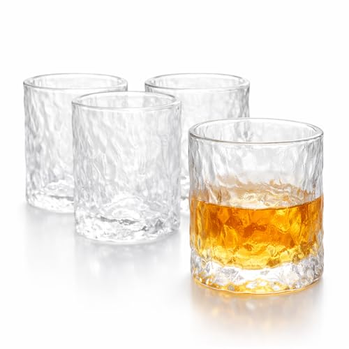 TAKEMI Japanese Premium Rock Glasses with Luxury Box, 7.7 Oz Rocks Barware For Scotch, Bourbon, Liquor and Cocktail Drinks, Made in Japan (Set of 4 (Ice Texture), 7.7, Fluid Ounces) Set of 4 (Ice Texture) 7.7 Fluid Ounces