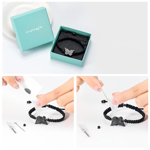 zeqingjw Butterfly Urn Bracelet for Ashes for Women Men Black