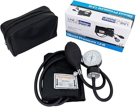 [Australia - AusPower] - LINE2design 58730-BK Manual Blood Pressure Cuff - Adult Large Medical Deluxe Aneroid Sphygmomanometer - Nurses Manual BP Cuff Monitor with Durable Carrying case – Black 