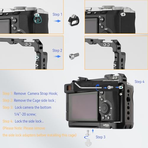 LEFTFOTO Camera Cage for Sony A7C II / A7CR,Camera Protection Frame Rig with Arca Base, Compatibility with DJI RS Stabilizer- for Vlog Video Shooting, black
