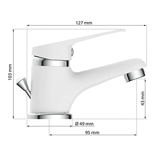 Eisl Speed Single-Handle Bathroom Sink Mixer Tap, Set of 1, White, NI075SCR-W Speed Waschtischarmatur Weiß