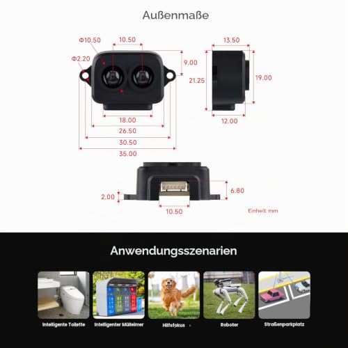 Waveshare TF-Luna Lidar Ranging Sensor, 8 m Ranging Distance, Low Power & Compact Size, Easy to Integrate, Mini Laser Ranging Module, TOF Ranging Principle, Different Models for Choosing
