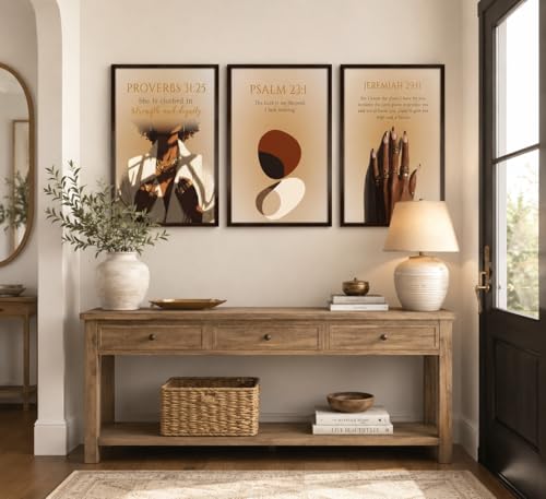 IEMIHZUM African American Girl Christian Wall Art Set of 3 16x24in Poster Scripture 24L"X16W"
