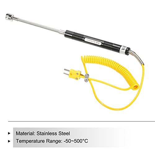 sourcing map K Type Surface Thermocouple Temperature Probe Sensor Stainless Steel -58 to 932°F (-50 to 500°C) 5.1ft 15x135mm