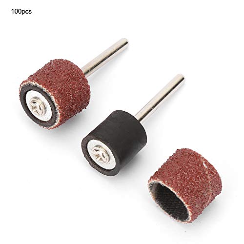 12 mm Sandpaper Ring Sandpaper Disc Sanding Drill, 2 Pieces Drum Mandrel and 100 Pieces Sanding Drum Set 1/2 Inch for Dremel Rotary Tool
