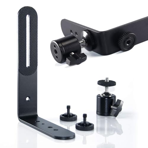 EXMAX® Metal Aluminum Alloy L-Shape Flash Light Camera Bracket Holder 1/4" Screw + Mini Tripod 360 Degree Ball Head for DSLR Camera Camcorder Speedlight Tripods Monopods