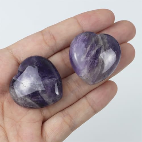 Amethyst Heart Worry Stones, 1.2 Inch, Set of 4 Amethyst