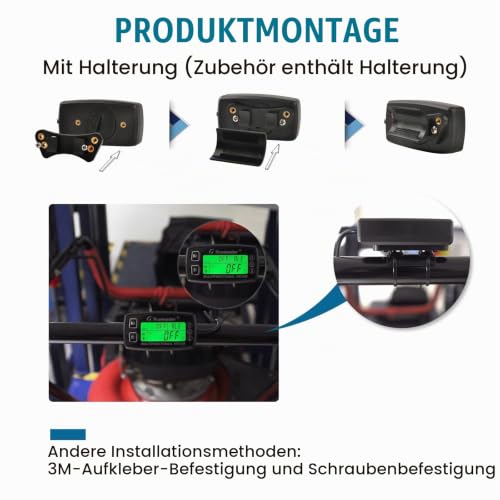 Runleader RL-HM035A-M5 Speedometer Urenteller Motor Temperature Display | With mounting bracket, alarm RPM & Temp, backlit display, for lawn tractors, compressors, generators, snowmobiles