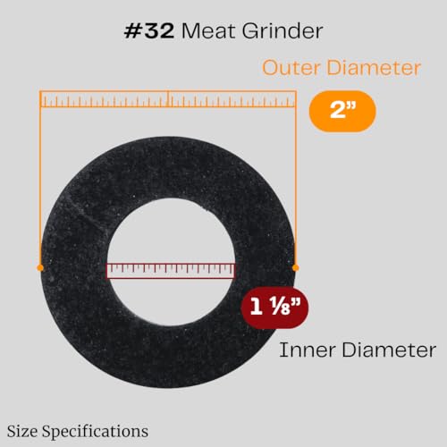 Cutlery Mania #32 fiber commercial meat grinder flat washers for Hobart, black 4-pack, 2-inch OD