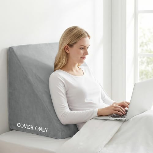 Light grey wedge pillow cover for VZLQZJMKY wedge and body positioner, fits 25x25x12.5 inch pillow.