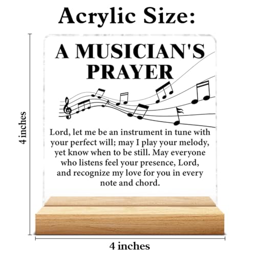 Musical Gifts for Men Women, Birthday Graduation Gifts for Music Lover Musicians Music Teacher, Musicians Prayer Clear Acrylic Desk Decorative Sign Home Office Decor Music-B