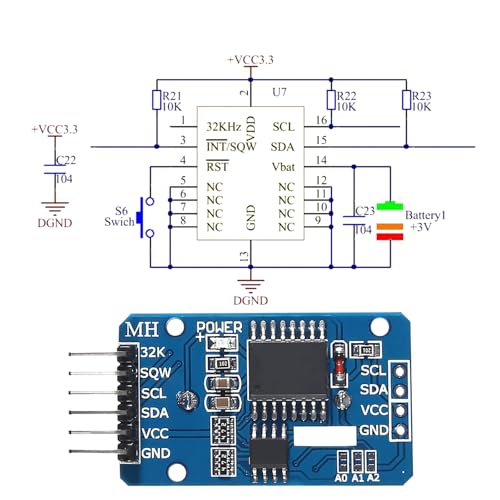 Real Time Clock RTC Module Compatible with I2C Real Time Clock, Precision Real Time Clock Module, Clock Module IIC RTC Module for Arduino and RPi with Battery (Pack of 3)