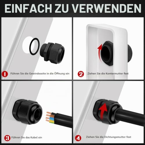 Cable Gland PG7 Adjustable 3-6.5 mm Pack of 20 Black | Cable Glands Joints PG Screw Connection IP68 Waterproof Cable Grommet for Outdoor Garden Power Distribution Box