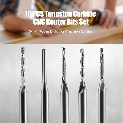 Trvoxviq 1/8-inch shank straight CNC router bit for wood, PVC, MDF, and hardwood carving
