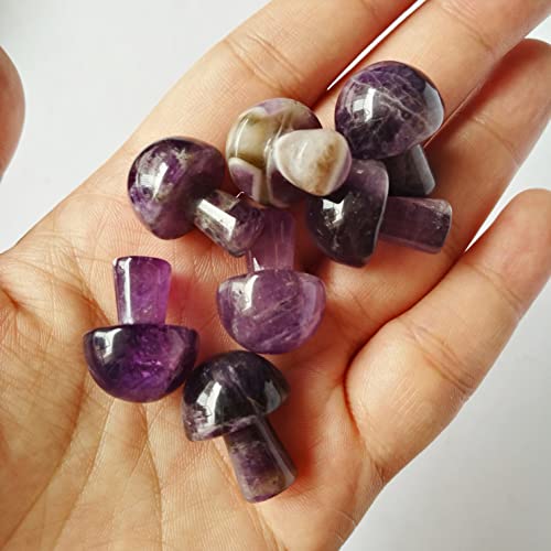 7 Pcs Amethyst Mini Hand Carved Gemstone Mushrooms Crafts Healing Chakra Decor Statue,Mushroom Crafts for Healing Chakra Reiki Balancing Home Decoration 0.8 Inches