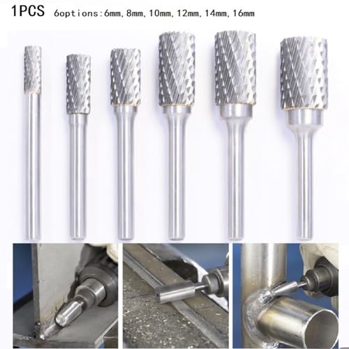 Rotary Tip Burr Grinder Carbide Rotary File Milling Metal Grinding Cutter Milling Head Drill Bit 6mm Shank Weld Joint Cleaning (8mm) 8mm