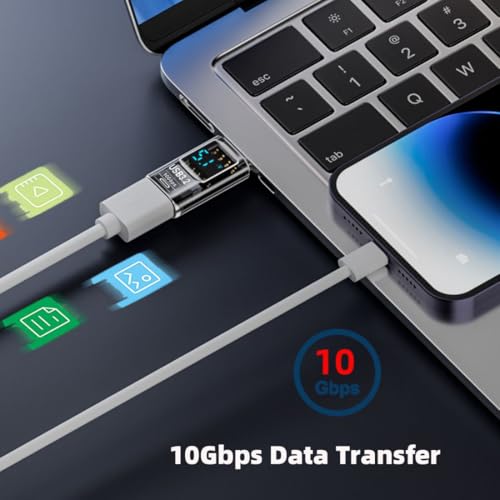 chenyang 3 Pack USB Digital Display Adapter, USB 3.2 10Gbps PD 36W/60W Data Transfer Quick Charge Power Meter Tester Converter Adapter Combination 1