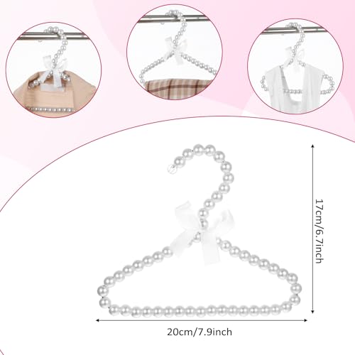 10 Pack Pearl Beads Clothes Hangers, Small Elegant Standard Hanger with White Ribbon Trim Hangers for Pet Dog