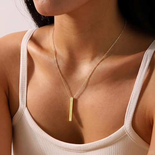 XIUDA Urn Necklace for Ashes Stainless Steel Cremation Necklace with Crystal Memorial Pendant Necklace gold