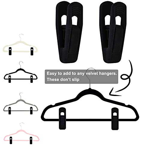 TOFIIGREM Black Velvet Hangers Clips 40 PCS, Pants Hangers Velvet Clips Easily Add to Velvet Hanger, Skirt Suit Pants Clothes Velvet Hangers, Baby Kids Hangers Clips 40pc