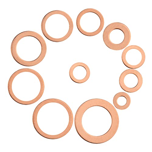 XINGYHENG copper flat gasket sealing washers in assorted M5–M16 sizes, 300-piece box