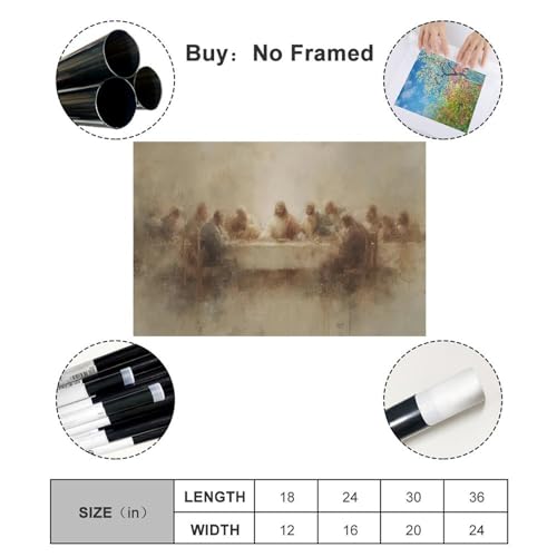 Modern Abstract Last Supper Wall Art Jesus Christ and Apostles Canvas Masterpiece Neutral Tones Christian Decor Religious Home Gifts Unframed 12x8inch 12"L x 8"W