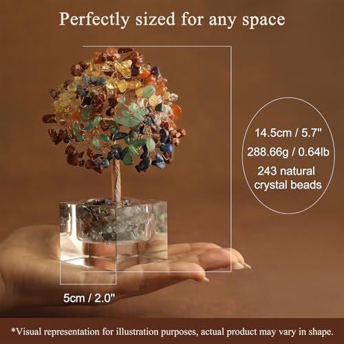 Clear Quartz Healing Crystal Tree of Life, Office Decor Clear Quartz Crystal Tree 243 Beads