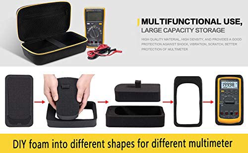 [Australia - AusPower] - Case Compatible for Fluke 15B 117/115/ 116/ 17B/ 87V/ 88V/ 101, Also Fit Crenova MS8233D/ for AstroAI TRMS 6000 Counts Digital Multimeter, Protective Travel Storage Bag with DIY Foam (Box Only) 