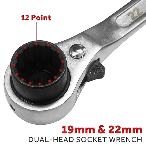 Udibas 19×22mm silver 12-point double-ended socket ratcheting podger scaffold spud wrench
