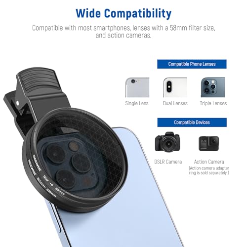 NEEWER 58mm Lens Filter Kit with Clip ND+CPL + Effect Filter Set