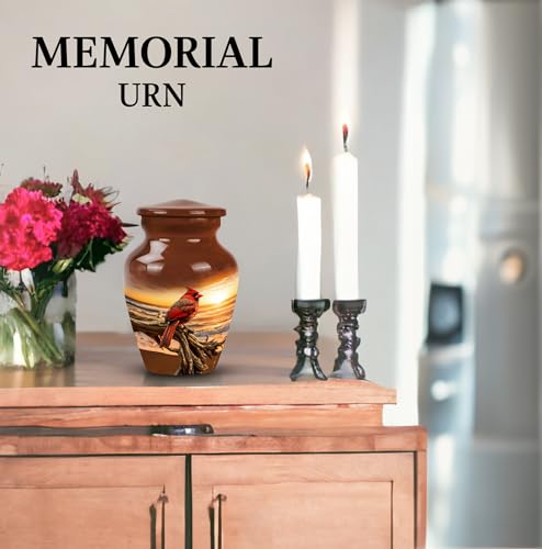 Cardinal Bird Urns - Small Urns for Human Ashes - Memorial Keepsake 3 Inch