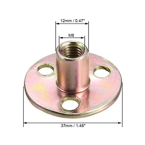 uxcell M8x37x2.5mm bronze tone carbon steel brad hole tee nuts, 10-piece furniture hardware set