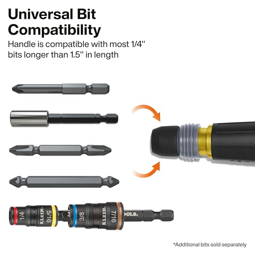 Klein Tools 32960ARCHT ratcheting FastBit Tru-Grip screwdriver with ball-style handle and double-ended bit