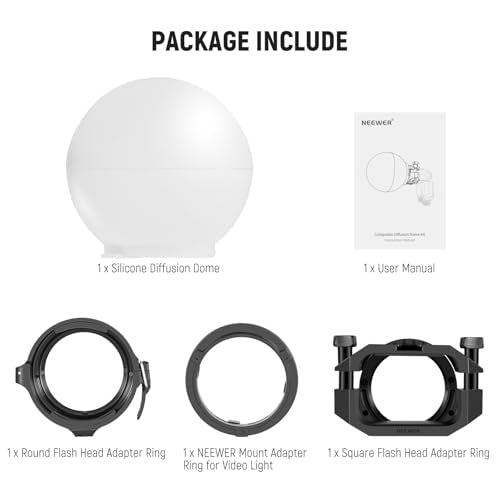 Neewer CRS6 Softbox Diffusion Dome with 3 Adapter Rings, Compatible with Godox V1 Z2PRO Z3R Round Head Flash and Square Speedlite Z880 and More, Mount for Video Light MS60B MS60C MS150B