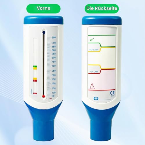 Lung Trainer and Performance Monitor for the Lungs, Domestic Lung Health Monitor, Portable Peak Flow Meter, Precise Measurements, Small Peak Flow Meter blue-white