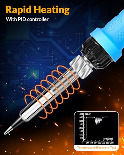Soldering Iron Set, 100 W High Performance Soldering Iron, Quick Heating, Digital Temperature Display & Precise Control 180°C - 500°C, Portable Soldering Kit with Protective Cap & Automatic Sleep Mode Blue