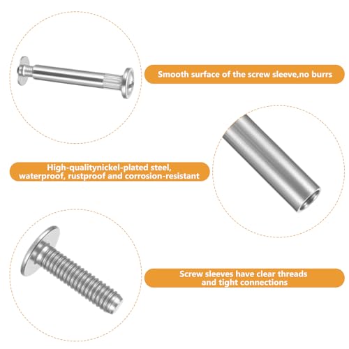 Bnnrjia 100-piece M4 cabinet screws and furniture connector bolts with binding barrels and sleeves for wood furniture