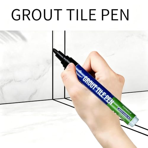5‑Pack Grout Pen, White Tile Grout Paint Marker with Replaceable Nib, Restore Discoloured Grout Lines for Bathroom Kitchen Floor Wall(Black) Black-5 PCS