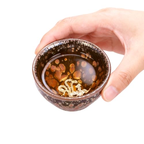 Jianzhan Ceramic Tea Cups, 4.5 oz Chinese Kung Fu Tea Cup Set of 2