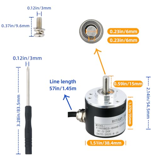 QSYZAIL 600 PPR incremental optical rotary encoder with A/B quadrature and 6 mm shaft, 5–24 V