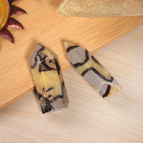 TUMBEELLUWA 90-110 mm Natural Septarian Dragon Stone Crystal Obelisk Tower Multicolor Height 3.54-4.33 Inch