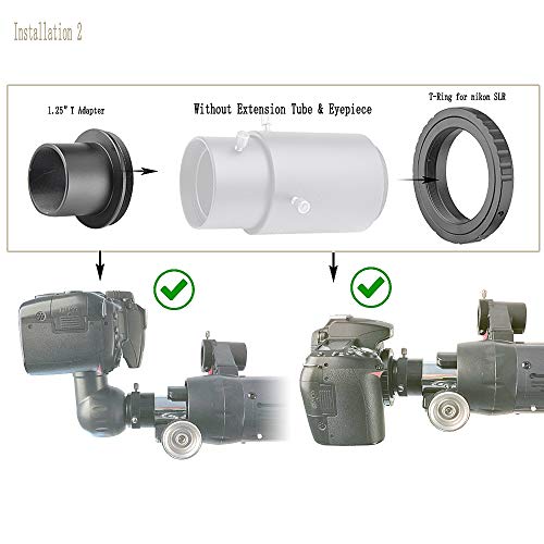 Telescope Camera Adapter for Nikon DSLR, Prime Focus Imaging Camera Adapter Set for Nikon SLR – Variable