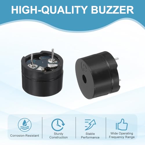 sourcing map 50 Pcs Passive Buzzer DC 1.5-12V 12x8.5mm Electric Tone Buzzer Alarm Piezo Beep Sounder Continuous Sound Beep for Physics Circuits Alarm Safety Development Boards House Shop