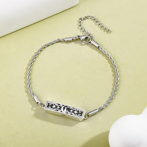 Cat Urn Bracelet for Ashes Sterling Silver Moon Cat Bracelet for Ashes for Love Ones Cremation Memorial Keepsake Jewellery for Women