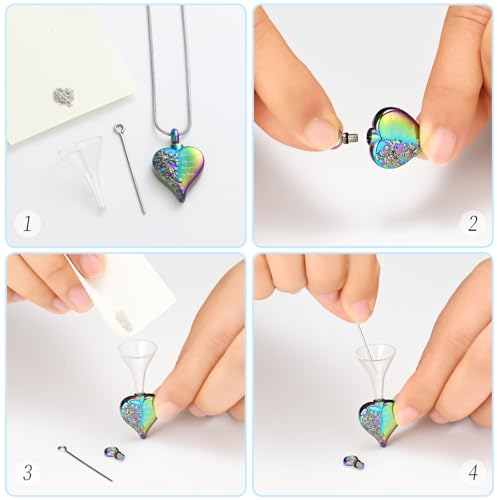 Butterfly Heart Urn Necklace for Ashes Cremation Jewelry Stainless Steel Memorial Necklaces Ash Holder for Human Pets Keepsake Jewelry for Loved Ones with Fill Tool B-Rainbow