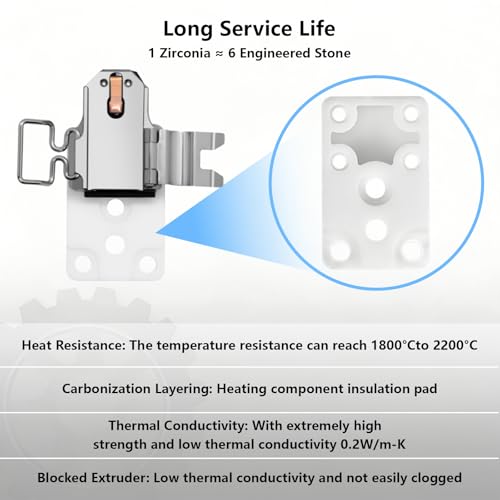 Upgraded A1 Hotend Heating Assembly, Ceramic Zirconia Base & Ceramic Heater & Thermistor Component Hot End Heating Element Mounting Assembly Kit for Bambu Lab A1, A1 Mini D3 Printer
