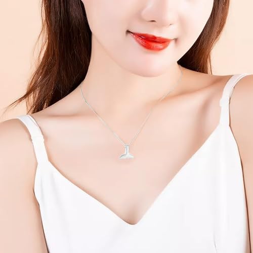 Whale Tail Cremation Jewelry for Ashes Pendant Mermaid Tail Memorial Urn Necklace Ashes Locket Keepsake Gift for Women Girl Silver