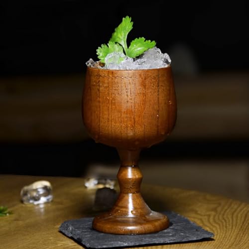 5 Packs Vintage Wooden Wine Goblet Wooden Cups for Drinking 5.07 oz Chalice Goblet Wine Glass
