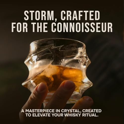 TSUKIGLASS Storm Crystal Cocktail Whiskey Glasses Set of 2, Gifts for Men